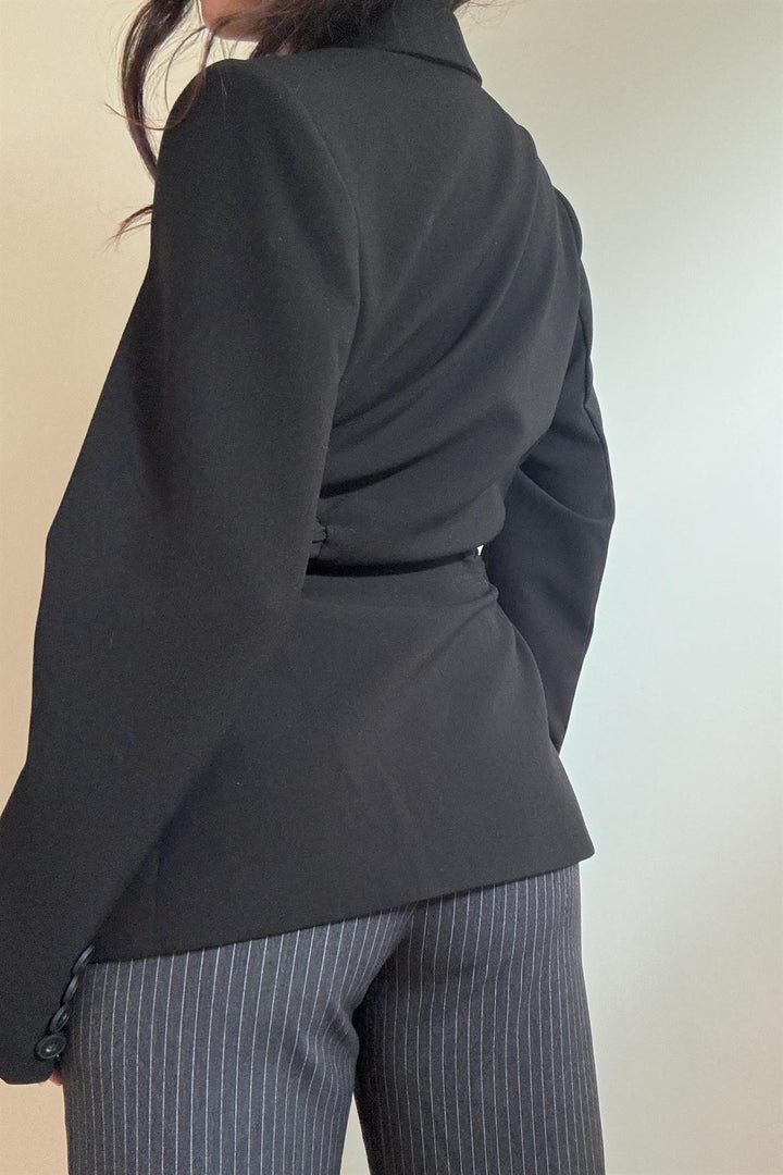Aalyia Side CutOut Detail Black Blazer