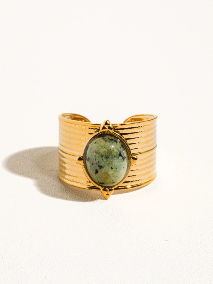 Oasis 18K Gold Non-Tarnish Stone Bold Adjustable Ring