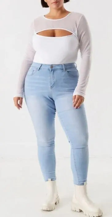 AALIYAH CUTOUT MESH LONG SLEEVE BODYSUIT - Fason De Viv