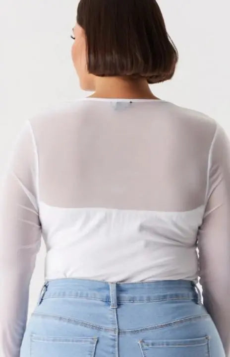 AALIYAH CUTOUT MESH LONG SLEEVE BODYSUIT - Fason De Viv