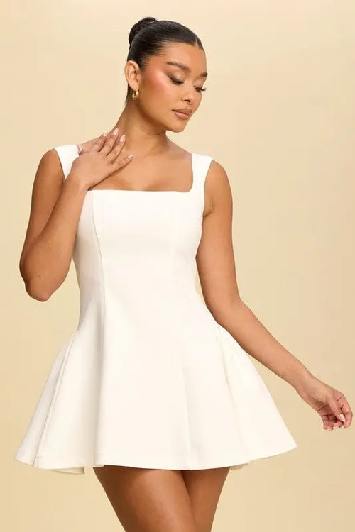 AALIYAH SQUARE NECK FLARE MINI DRESS - Fason De Viv