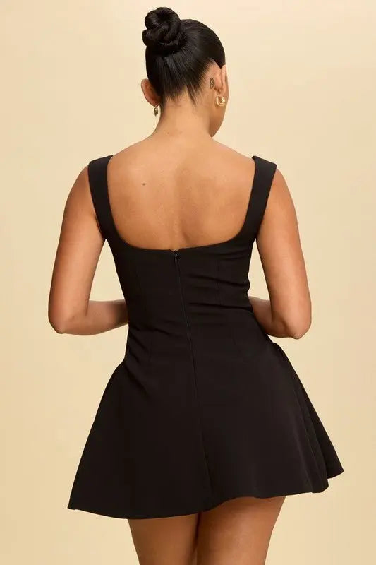 AALIYAH SQUARE NECK FLARE MINI DRESS - Fason De Viv