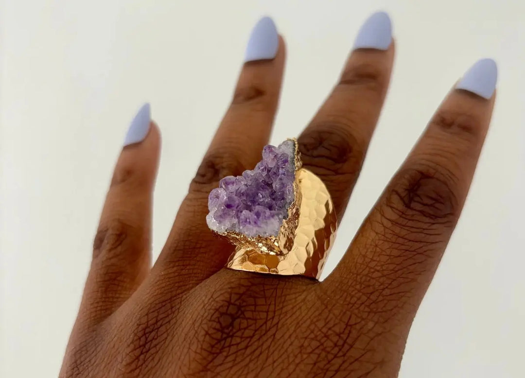 Amethyst Cluster Ring - Fason De Viv