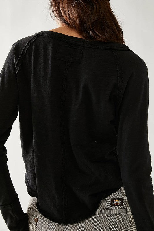 Bri V-Neck Long Sleeve Relaxed-Fit Shirt