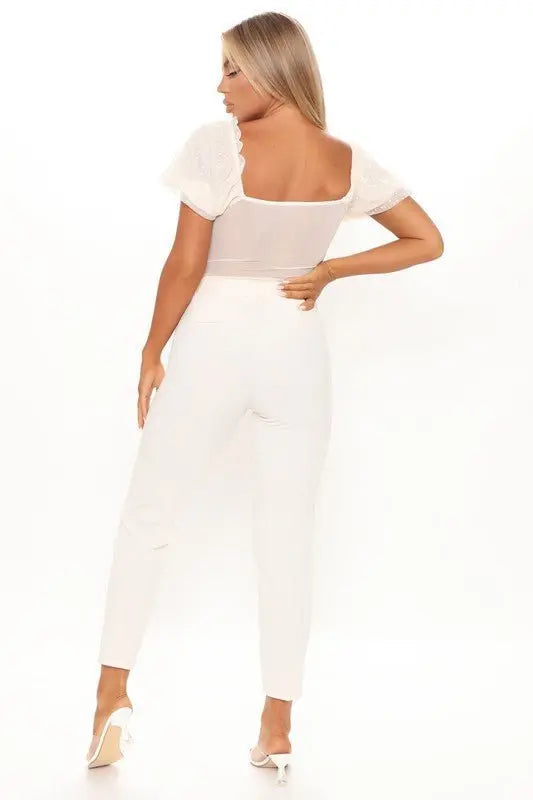 Bri DOT MESH PUFF SLEEVE BODYSUIT - Fason De Viv