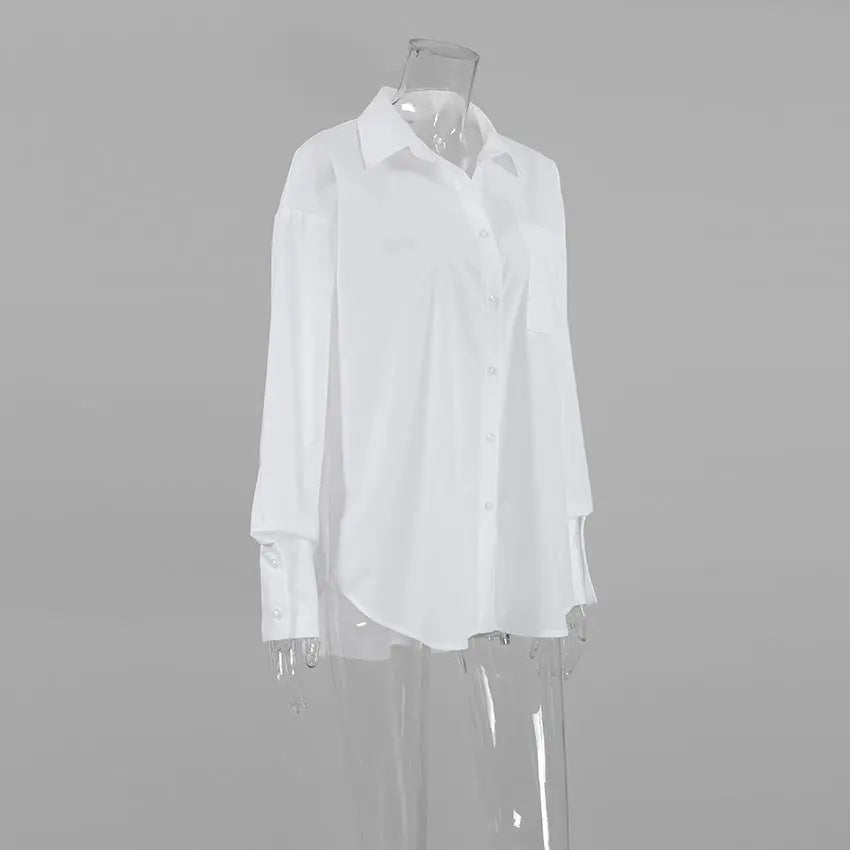 Bri White Lapel Collar Botton Down Shirt - Fason De Viv
