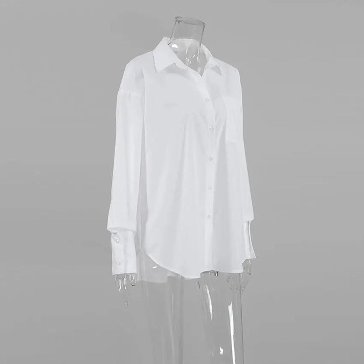 Bri White Lapel Collar Botton Down Shirt - Fason De Viv