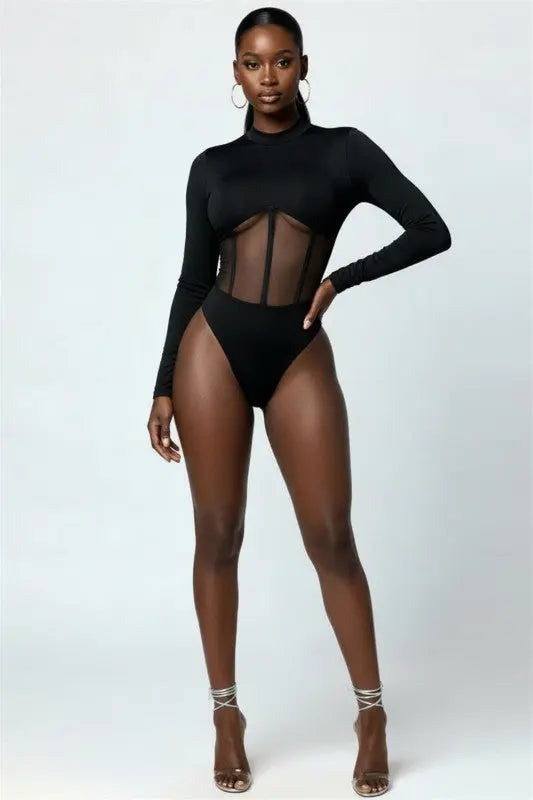 Bri Mesh Black Bodysuit