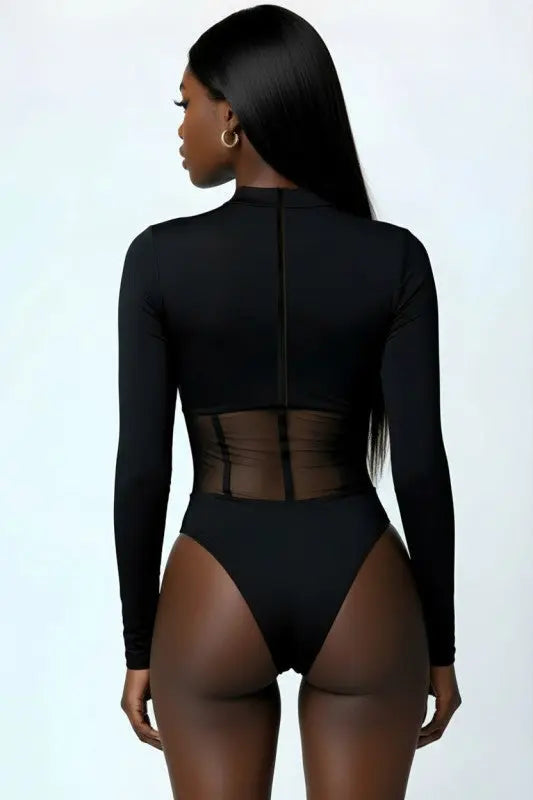Bri Mesh Black Bodysuit