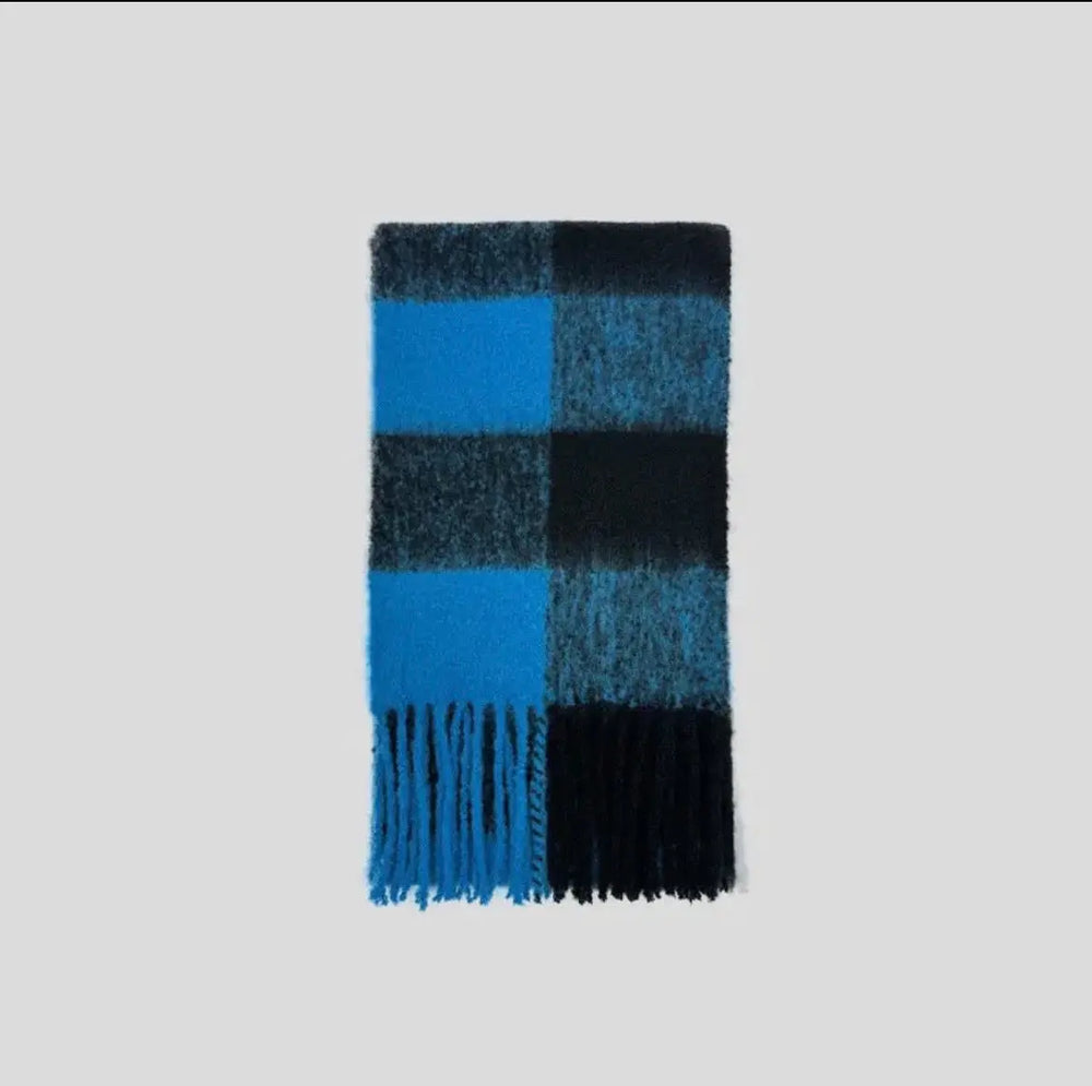 Long color-block plaid scarf for women’s clothing