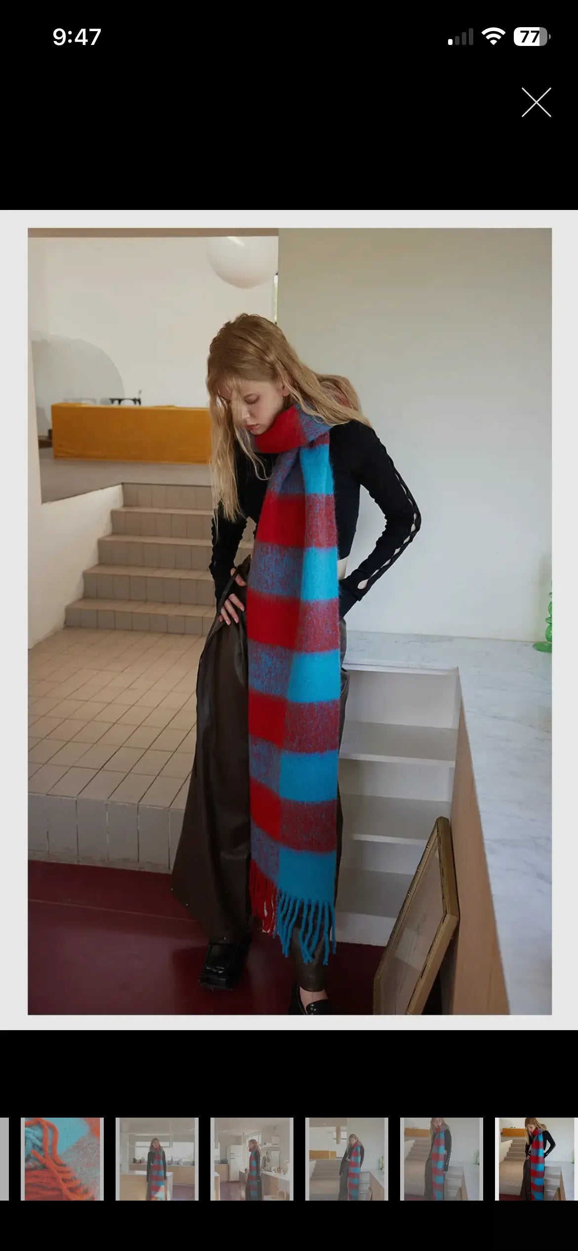 Long color-block plaid scarf for women’s clothing