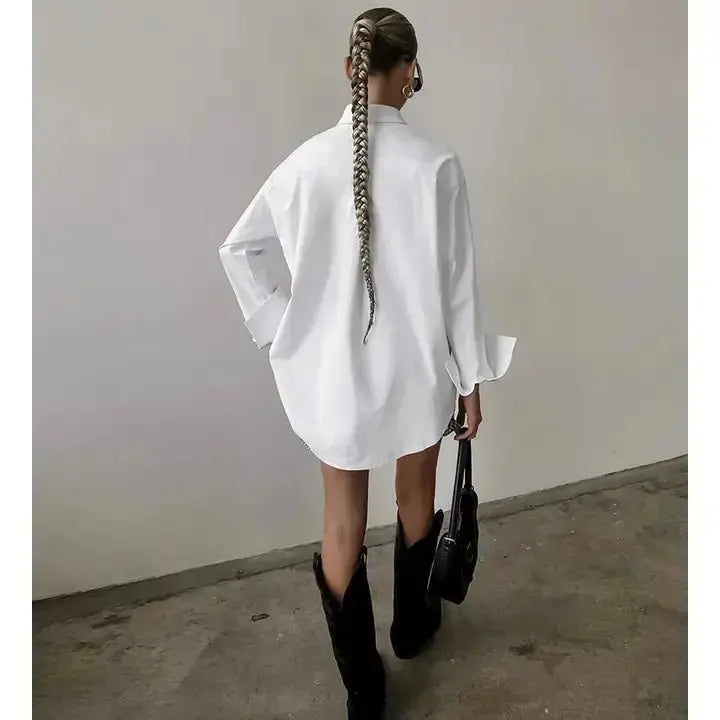 Bri White Lapel Collar Botton Down Shirt - Fason De Viv