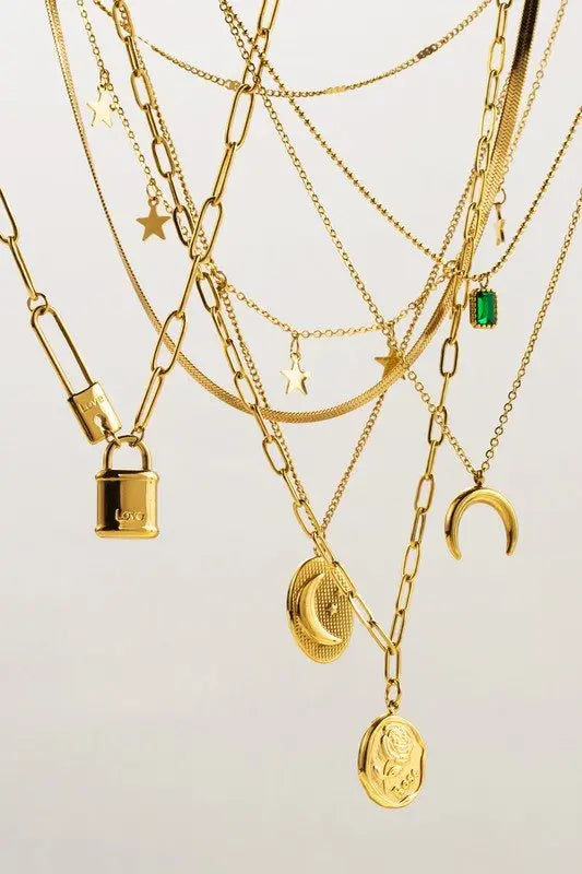 Chain Geometric Pendant Necklace - Fason De Viv