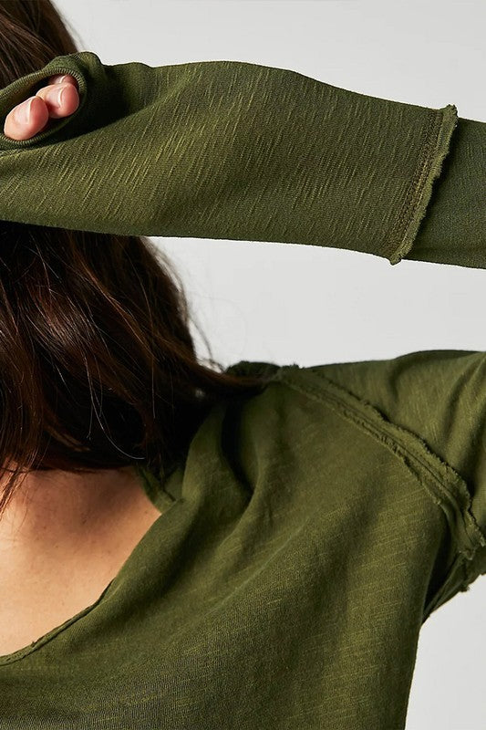 Bri V-Neck Long Sleeve Relaxed-Fit Shirt