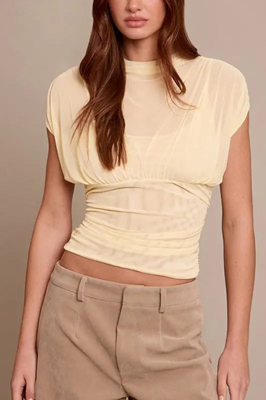 Draped Gathered T-shirt Top
