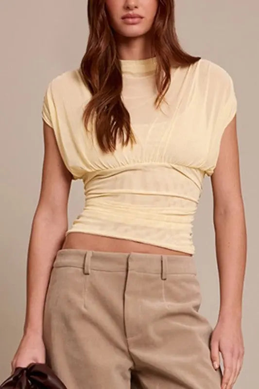 Draped Gathered T-shirt Top