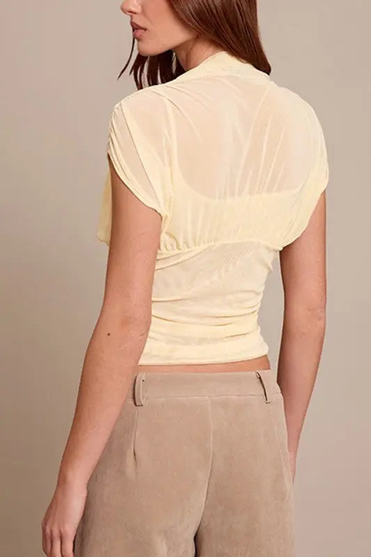 Draped Gathered T-shirt Top