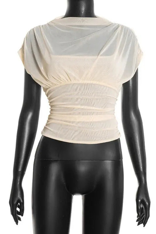 Draped Gathered T-shirt Top