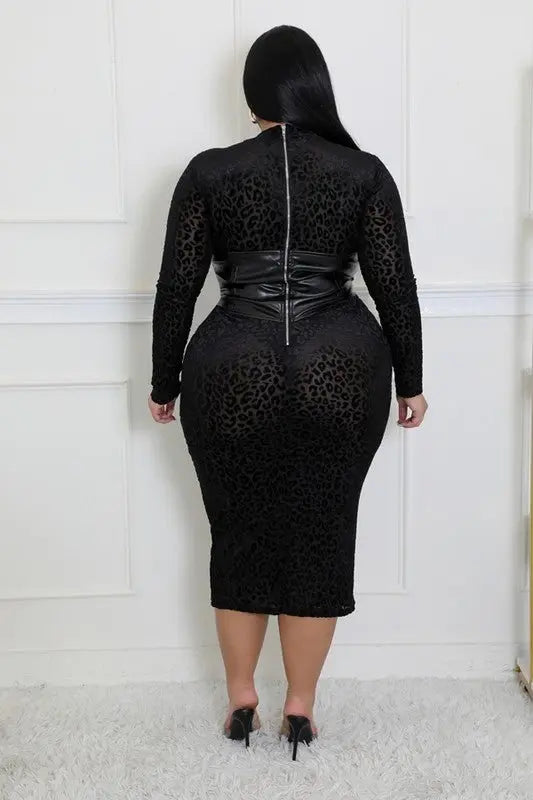 EBONI PLUS MESH VELVET DRESS - Fason De Viv