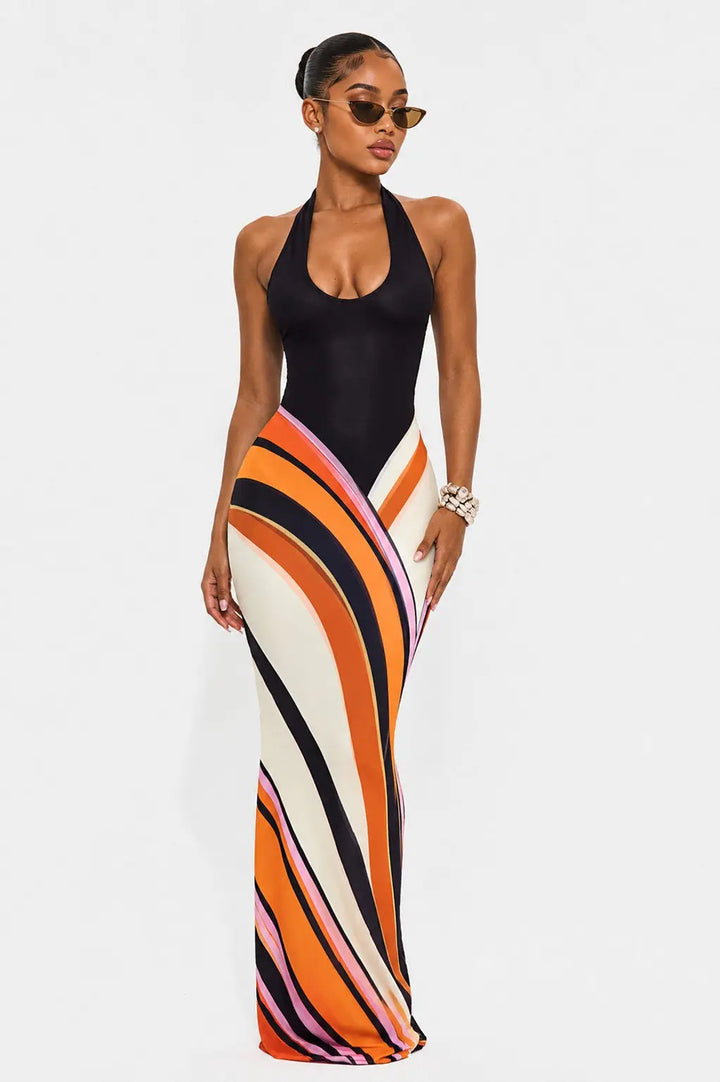 EVE Multi Color Halter Maxi Dress