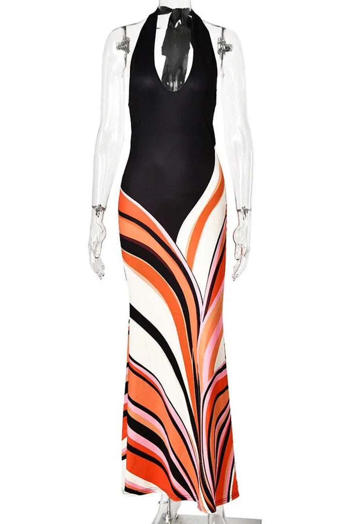 EVE Multi Color Halter Maxi Dress