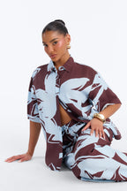 Woman wearing a patterned outfit, Vacation look 