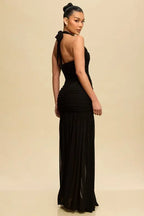 EVE RUCHED MESH HALTER DRESS - Fason De Viv