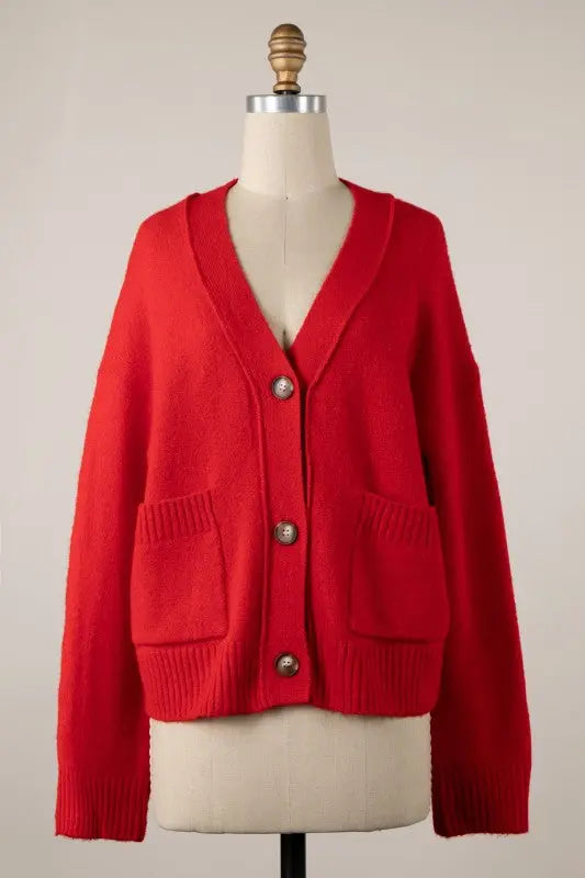 Red soft Fully Knit Cardigan 