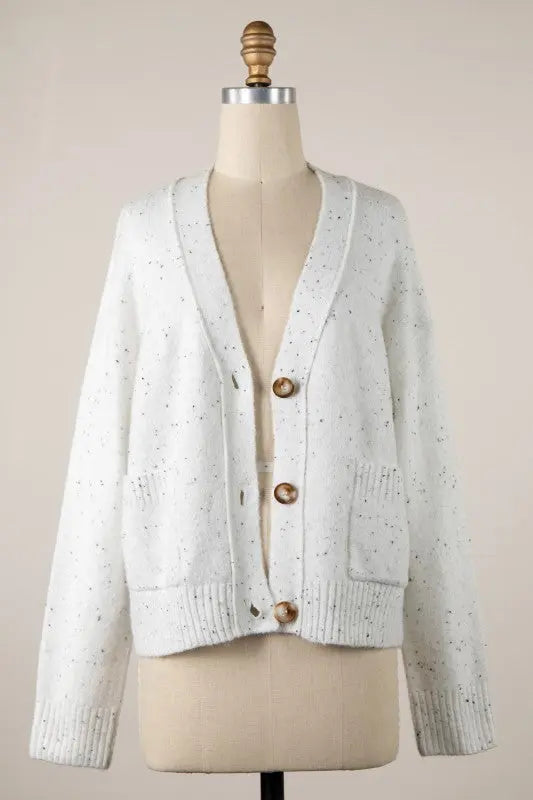 white soft fully knit cardigan 