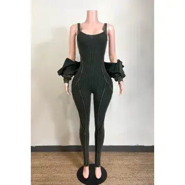 Black ribbed jumpsuit 