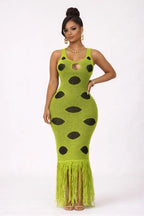Eboni Knitted Lime Maxi Dress