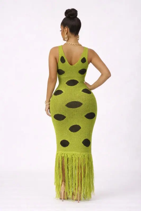 Eboni Knitted Lime Maxi Dress
