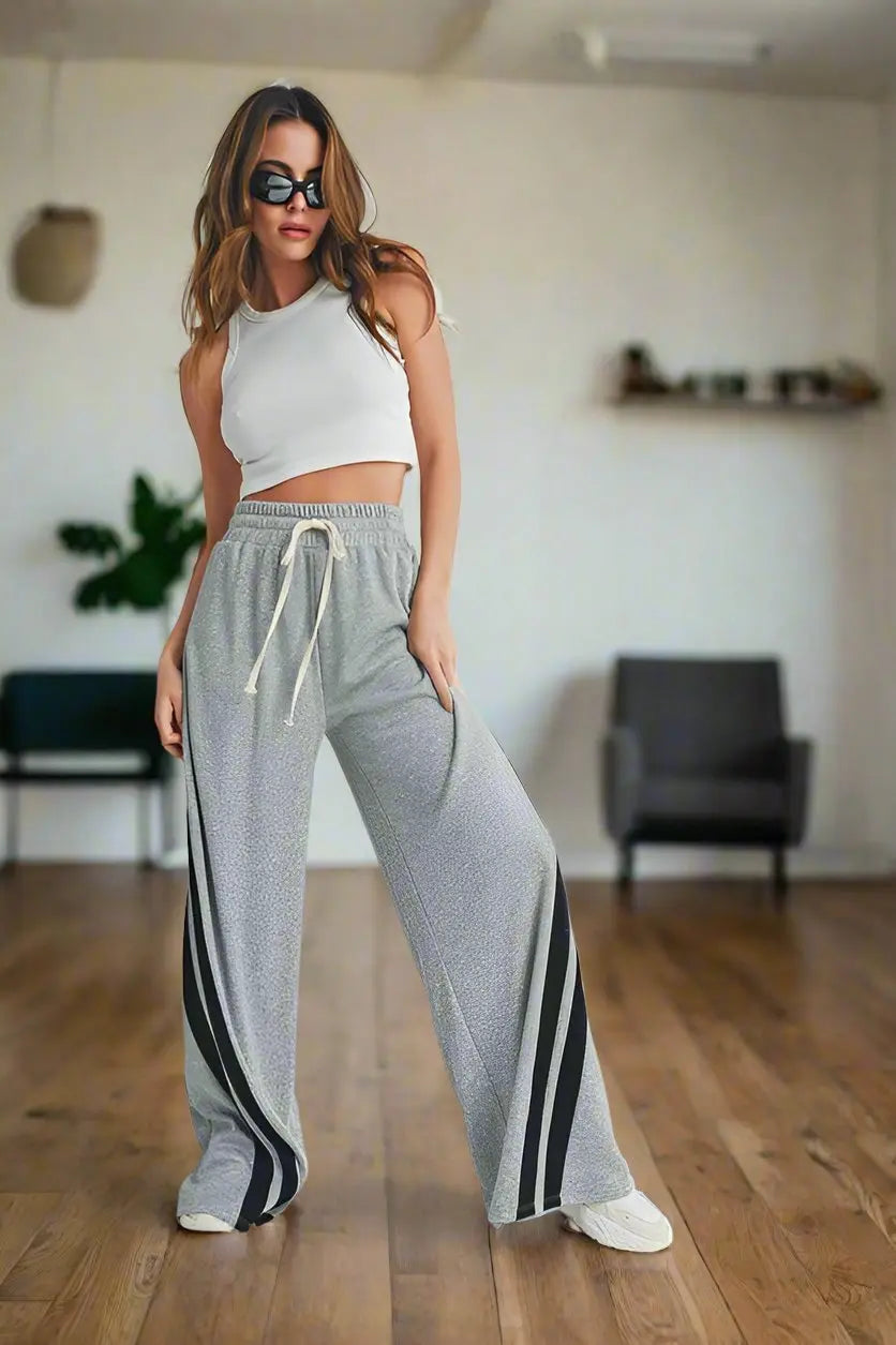 Ebony H.Grey/Black Sweatpants - Fason De Viv