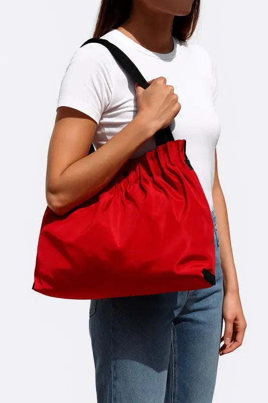 Elliana Rinched Red Tote