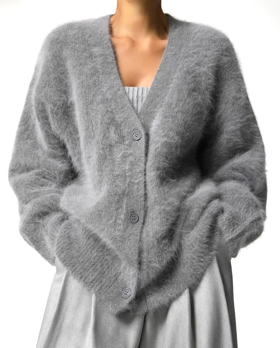 Eve Mink Long - Sleeved Knitted Sweater Cardigan - Fason De Viv