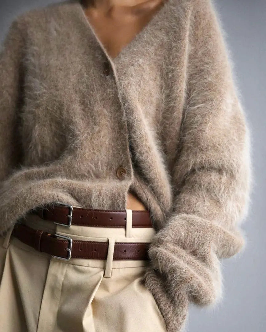 Eve Mink Long - Sleeved Knitted Sweater Cardigan - Fason De Viv