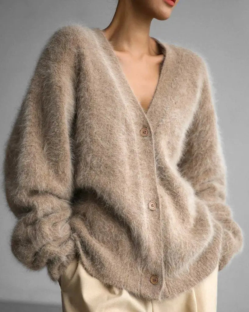 Eve Mink Long - Sleeved Knitted Sweater Cardigan - Fason De Viv