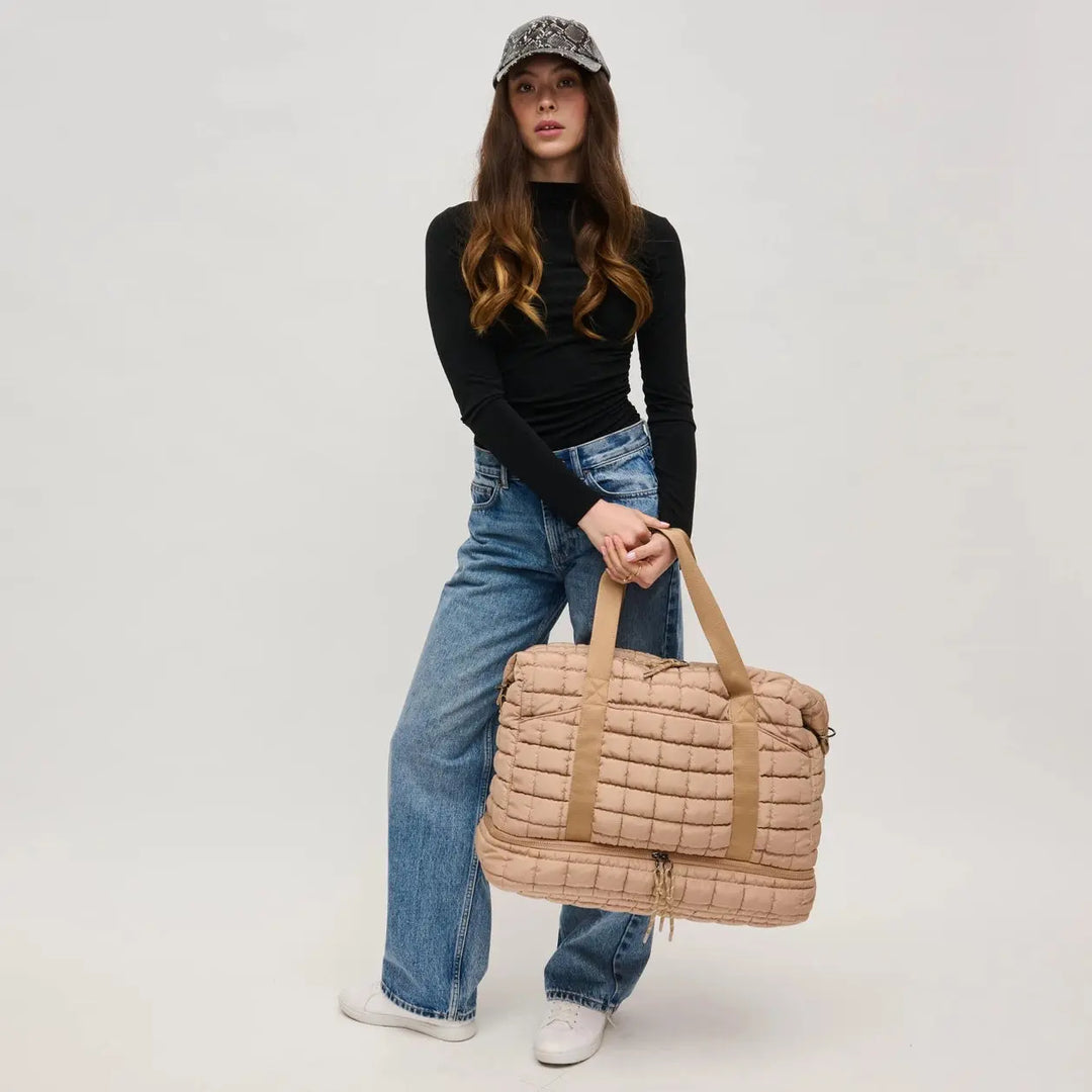 Globetrotter Quilted Nylon Puffer Travel Weekender - Duffel Bags from Urban Expression
