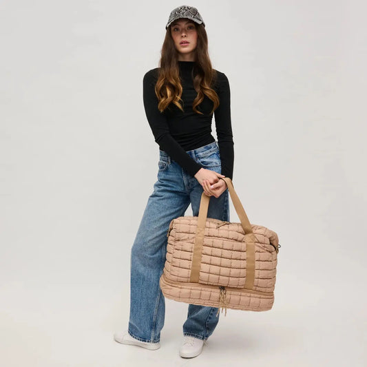 Globetrotter Quilted Nylon Puffer Travel Weekender - Duffel Bags from Urban Expression