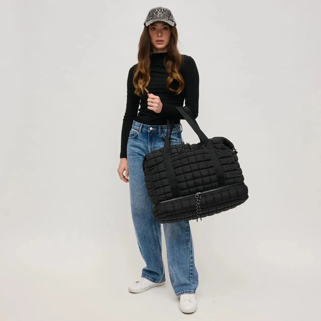 Globetrotter Quilted Nylon Puffer Travel Weekender - Duffel Bags from Urban Expression
