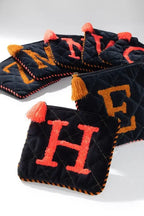Hand Embroidered Initial Velveteen Pouch - Fason De Viv