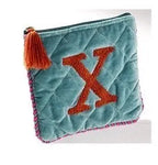 Hand Embroidered Initial Velveteen Pouch - Fason De Viv