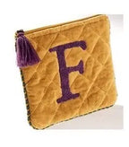 Hand Embroidered Initial Velveteen Pouch - Fason De Viv