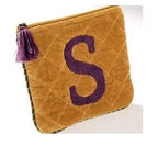 Hand Embroidered Initial Velveteen Pouch - Fason De Viv