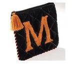Hand Embroidered Initial Velveteen Pouch - Fason De Viv