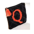 Hand Embroidered Initial Velveteen Pouch - Fason De Viv