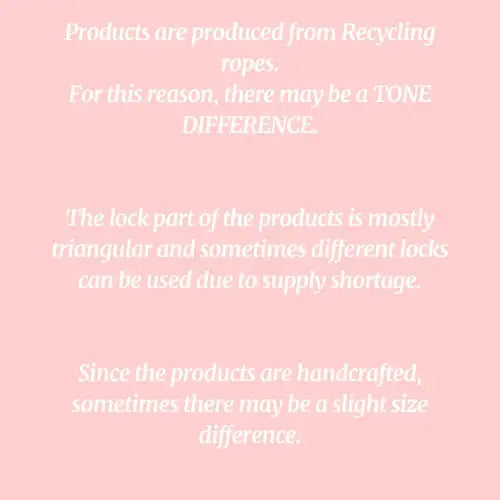 FASON DE VIV handmade crochet bag product care notes on recycled rope and handcrafted sizing