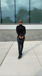 High waist black Pu pants - Fason De Viv