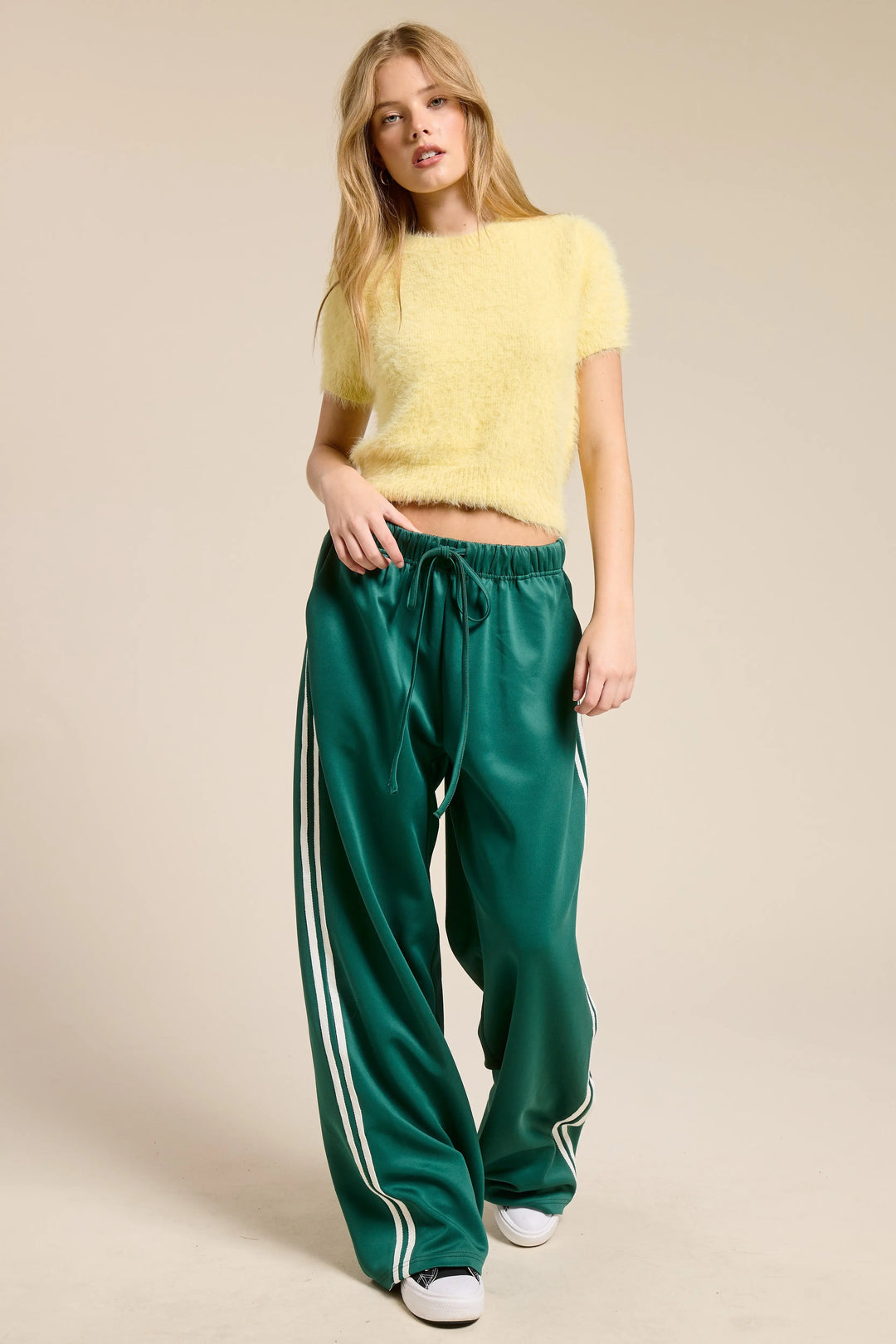 Jill Wide Leg Track Pants With Side Stripes