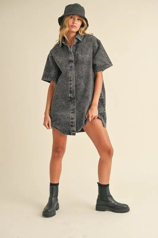 Judy Button Down Denim Shirt Dress - Fason De Viv